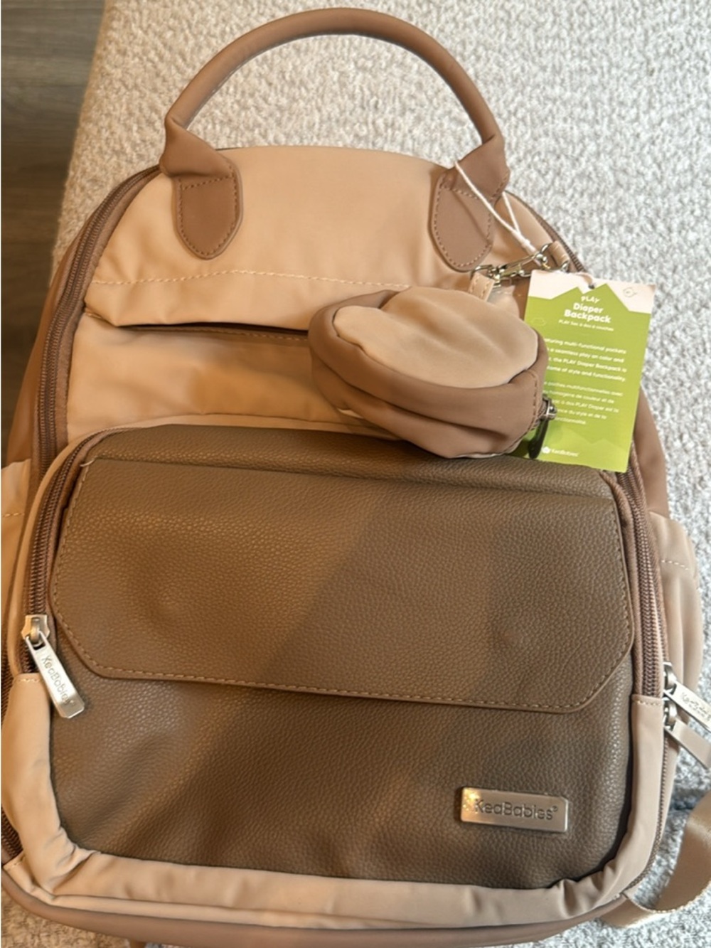 KeaBabies Diaper Backpack - Beige & Taupe